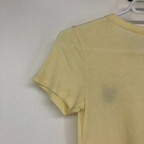 Aritzia Sunday Best Candy crewneck pastel yellow t-shirt Bulldog patch - Picture 11 of 16